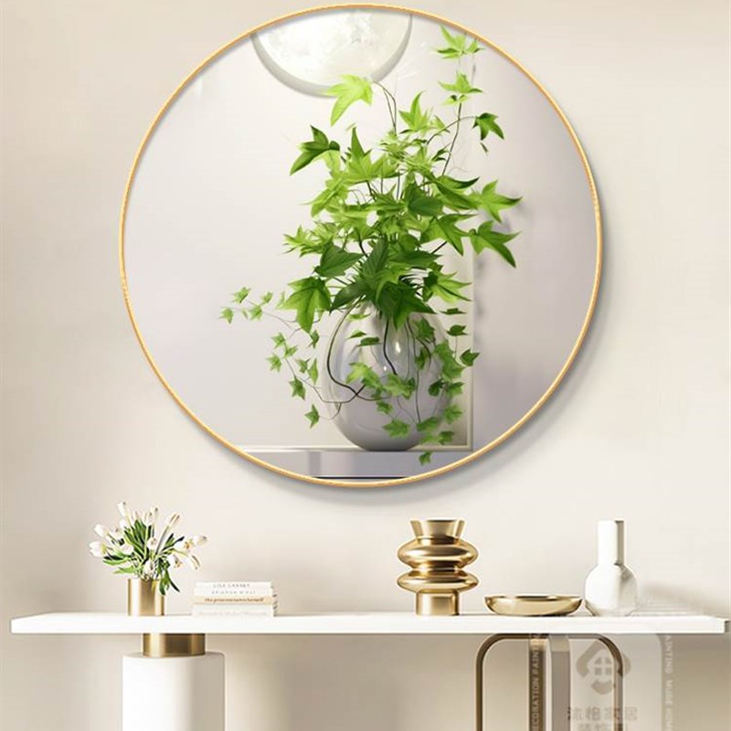 2023新款绿色植物圆形挂画入户玄关装饰画客厅餐厅酒店高档晶瓷画图片