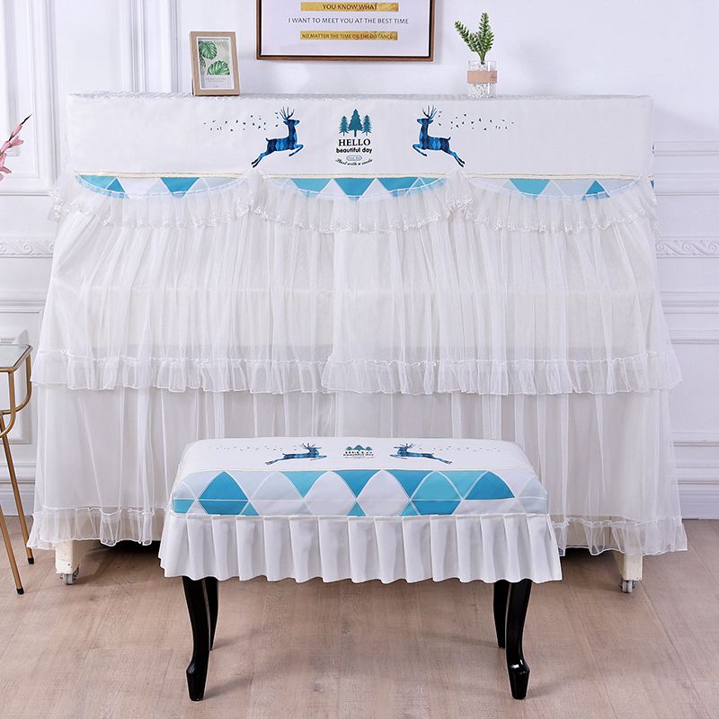 卡通钢琴防尘罩蕾丝钢琴罩加内衬不透色中开钢琴琴罩电钢琴罩全罩