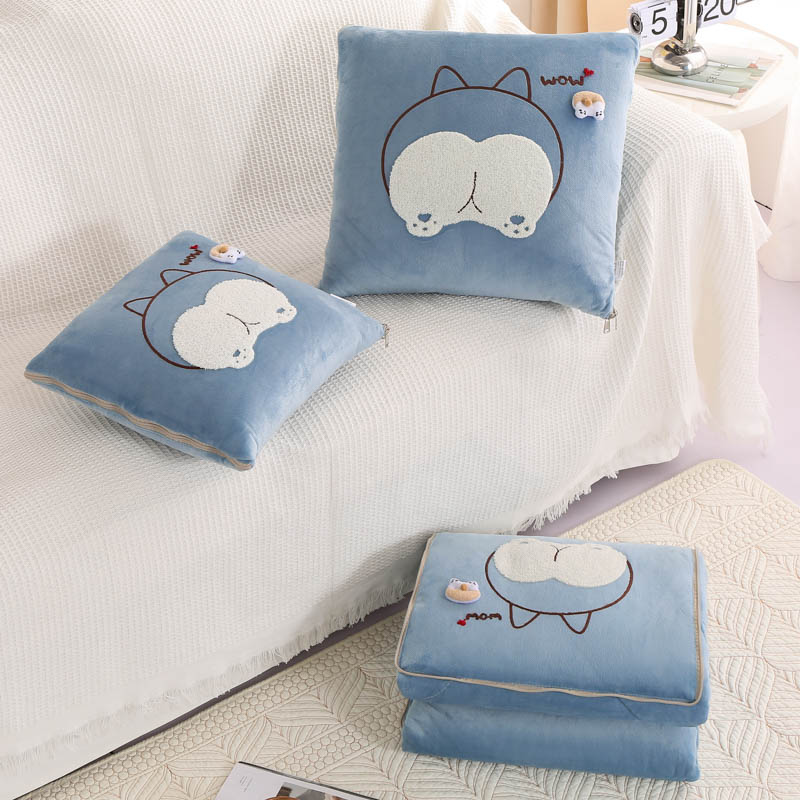 多功能加厚加绒抱枕被子两用折叠汽车内靠枕办公室保暖午睡空调毯