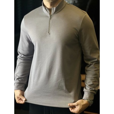 简素Design260G可机洗羊毛半拉链针织卫衣男修身保暖打底衫秋冬季