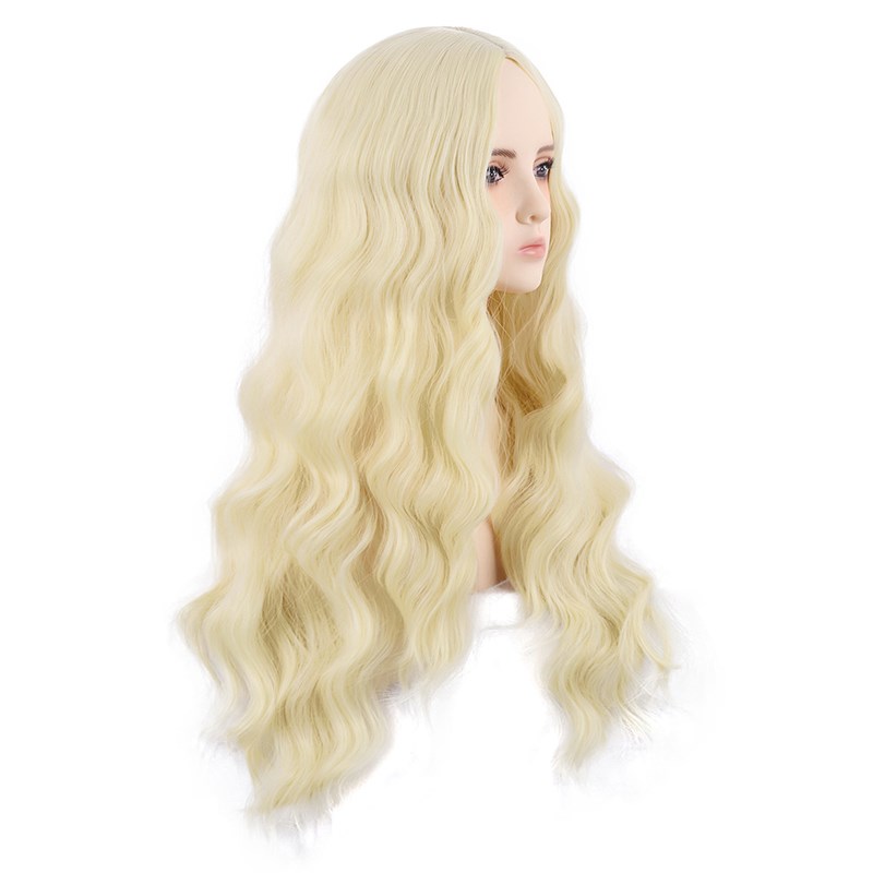 潼漫 cos假发女长发动漫高温丝水波纹羊毛卷长卷发浅金色中分头套