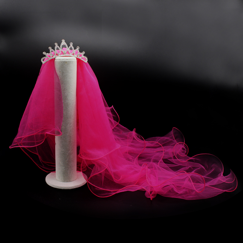 儿童女童生日礼物走秀钢琴六一演出发饰花童皇冠发梳多层头纱