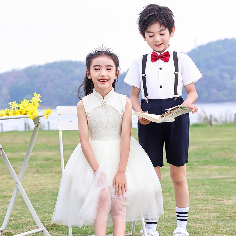 六一儿童合唱演出服女童中国风礼服小学生大合唱表演古筝舞蹈纱裙