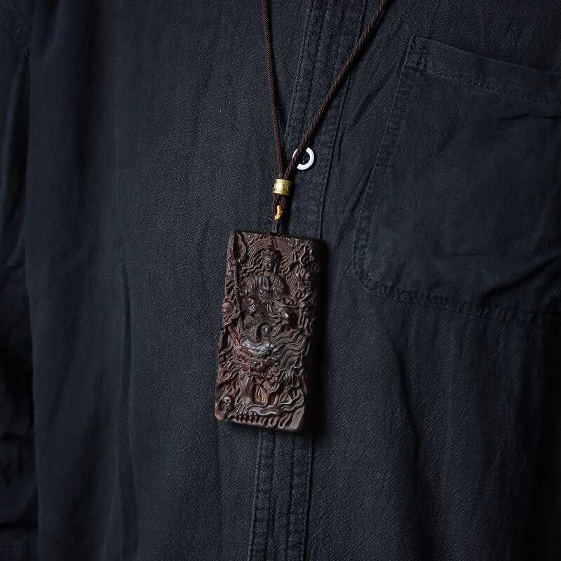 沉香木地藏王菩萨挂吊坠车挂饰品木雕手把件工艺品佛像平安无事牌