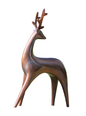 户外玻璃钢鹿雕塑公园草地动物景观装饰售楼处小区白色梅花鹿摆件