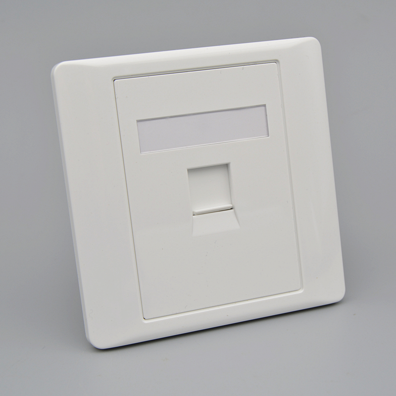 86型单口网络面板六类直通插座6类电脑网线网口插座 黑色直通模块