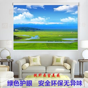 隔断帘免打孔安装 卷帘窗帘遮阳光隔热防晒防水卧室厨房手拉升降式