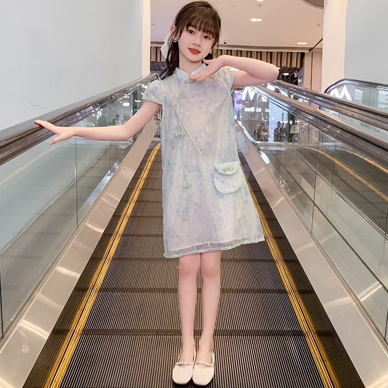 女童旗袍连衣裙夏装2023新款儿童汉服中国风女孩裙子夏季洋气薄款