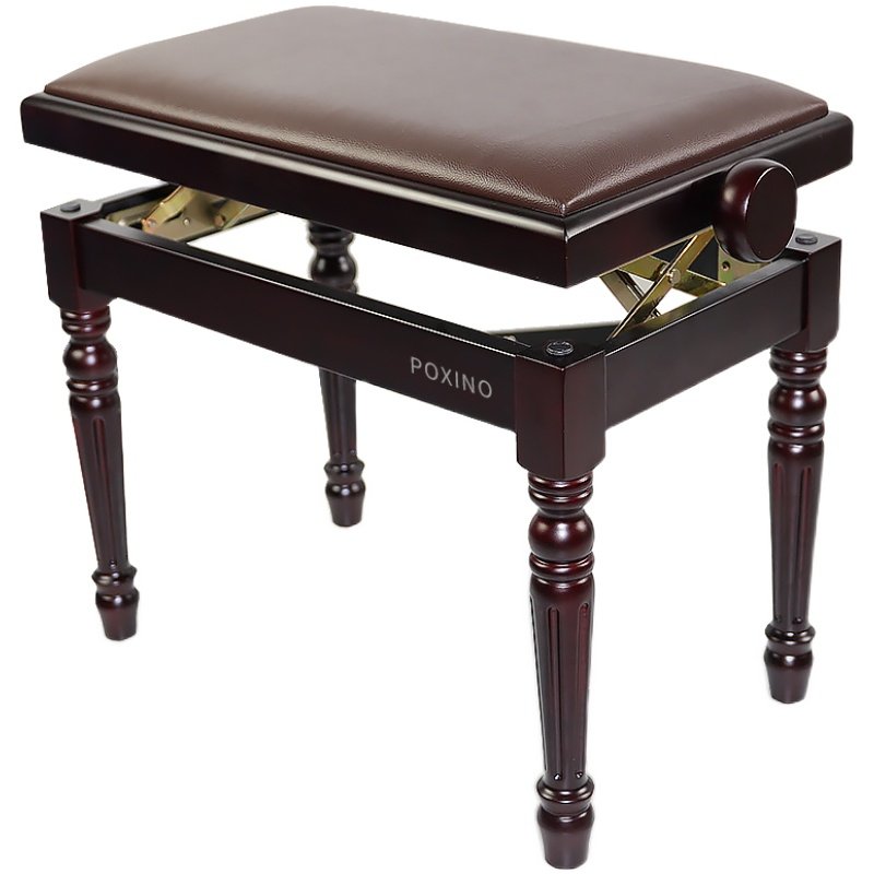 铂西诺榉木可升降钢琴凳子单双人欧式雕花皮面椅凳可调高琴凳通用