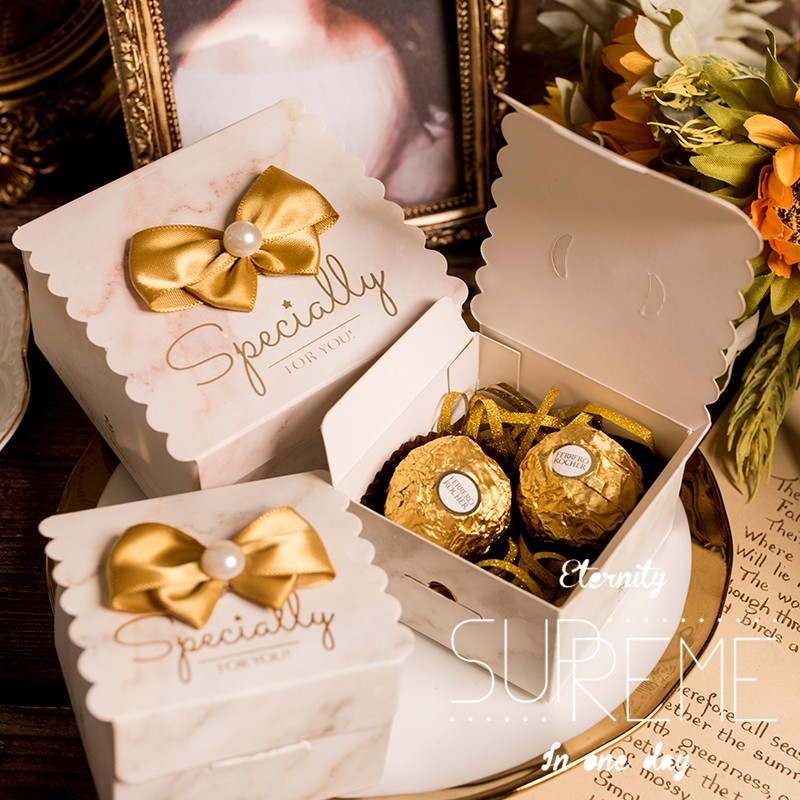 Missxiu[韩式少女心]个性时尚喜糖盒婚礼糖果盒 大理石结婚小方盒