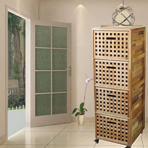 北欧简约实木网格三斗四斗抽屉柜斗柜带轮子卧室客厅边柜储物柜