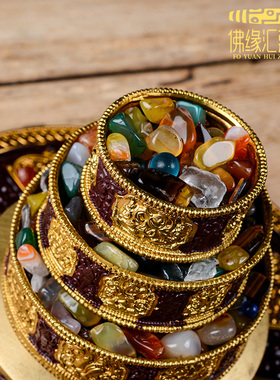 藏村室内用品紫铜鎏金八吉祥曼茶罗盘曼达盘居家桌面摆件