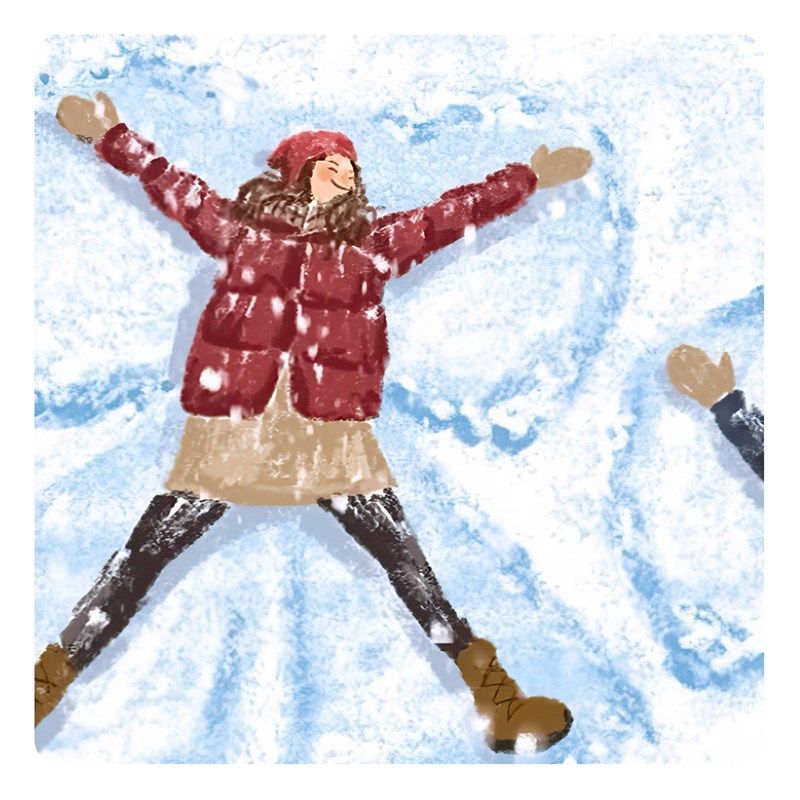 【特惠捡漏】插画师Subin复刻艺术版画治愈情侣冬日雪地装饰画芯
