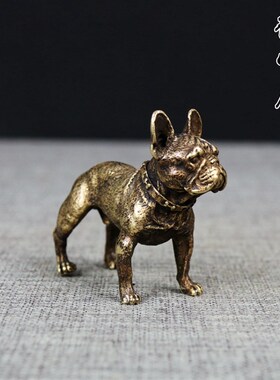 实心纯铜狗摆件沙皮犬小把件招财旺财狗茶道铜艺铜宠仿古微雕小号