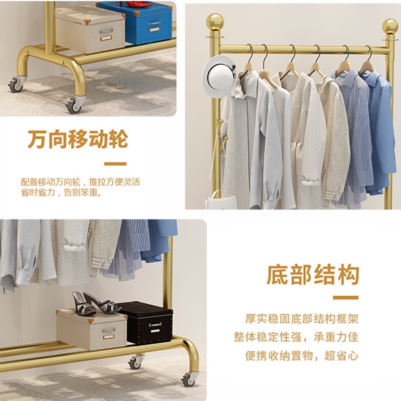 服装店展示架落地晾挂衣杆水管龙门陈列专用中岛上墙货架移动带轮