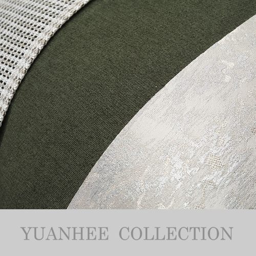 新中式简约奢华客厅靠垫样板房抱枕抽象米白色墨绿色几何拼接靠包