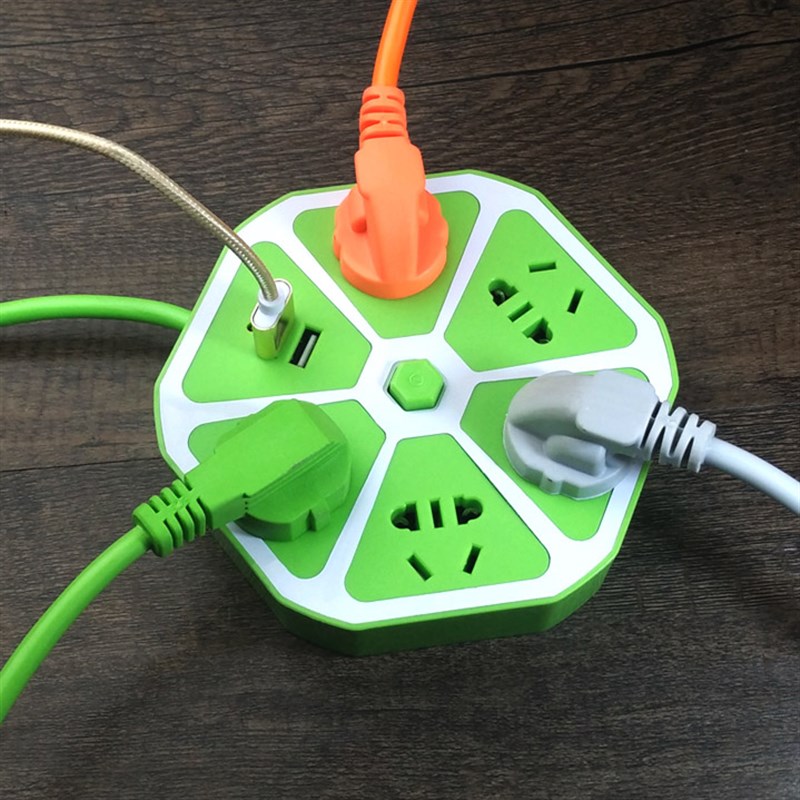 柠檬水果创意USB插座接线板智能多功能插排插线板充电带开关家用