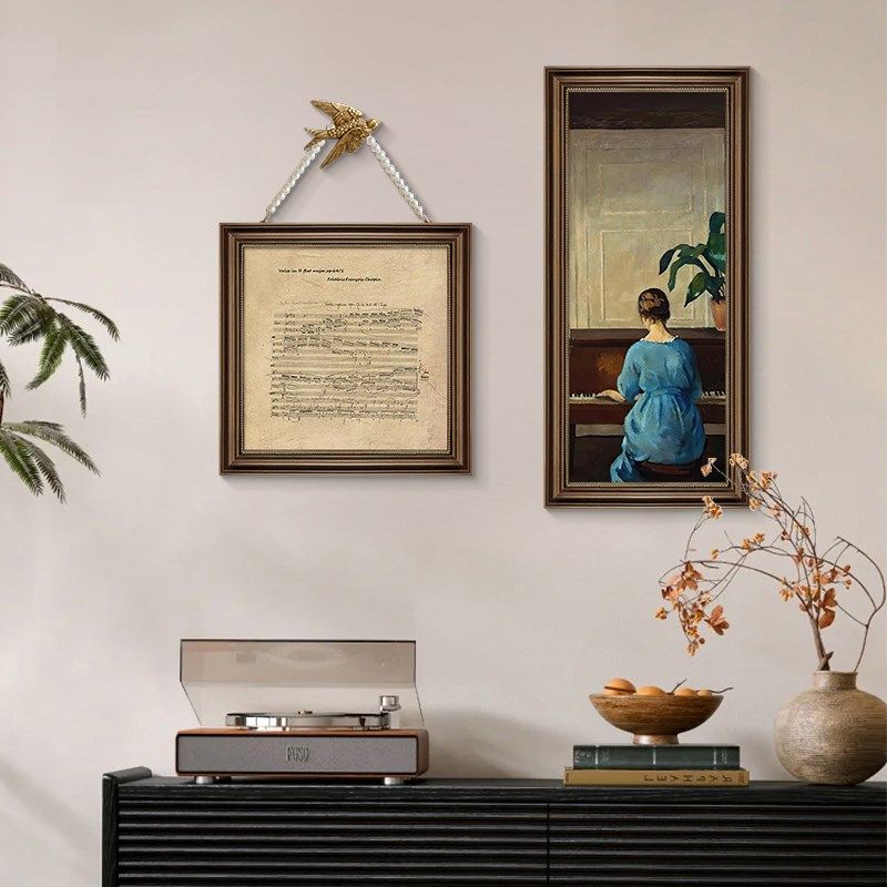 法式复古油画卧室装饰画美式小众艺术组合挂画房间床头壁画高级感
