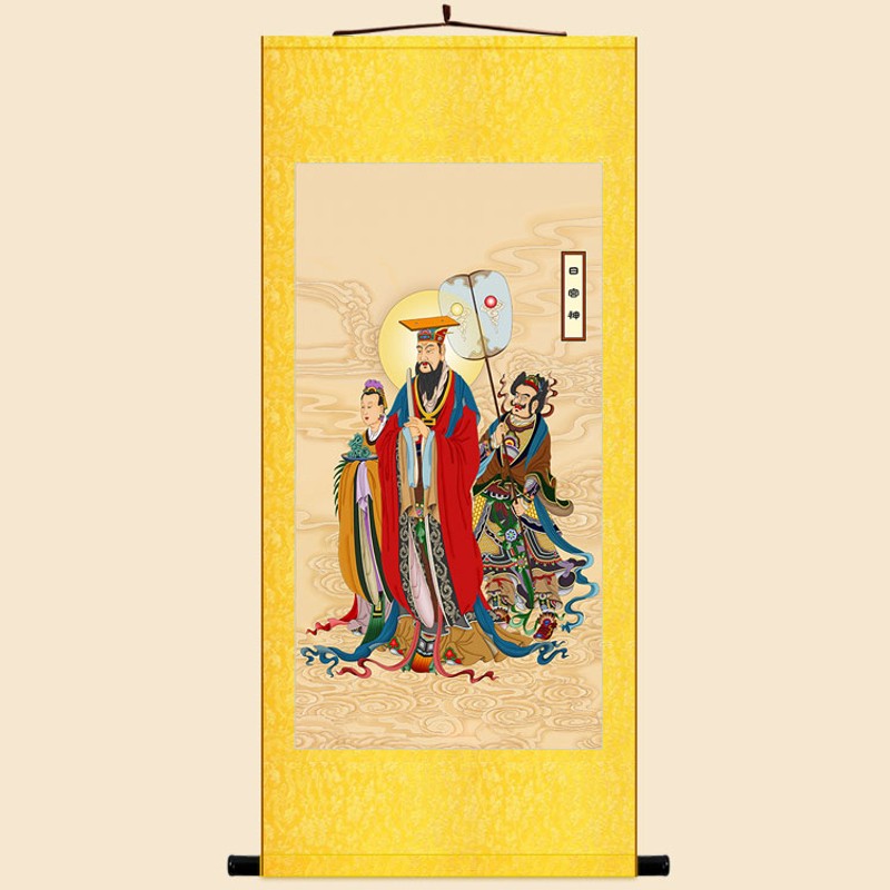 日宫天子月宫神像画 二十四诸天菩萨卷轴挂画 丝绸装饰画定制订做