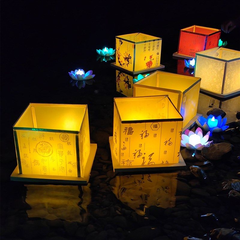 方形河灯水灯水上灯笼中秋节复古河灯船水漂防水漂流灯船配电子灯,节庆用品/礼品,荷花灯/河灯,淘宝优惠券,粉丝福利购,淘宝优惠卷
