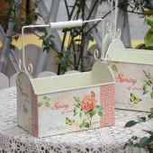 法式 饰长方形花盆花篮花园杂货工具收纳篮花店插鲜切花花器 家居装