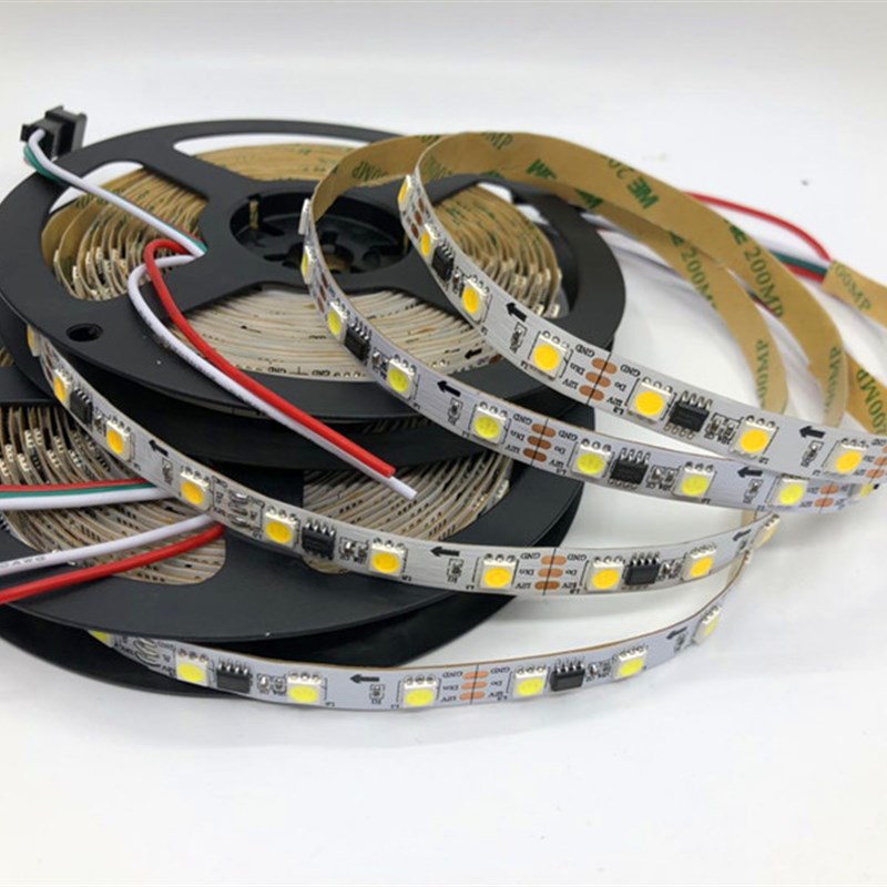 WS2811白色跑马灯带12V5050贴片可编程LED单色暖白光流星流水灯条