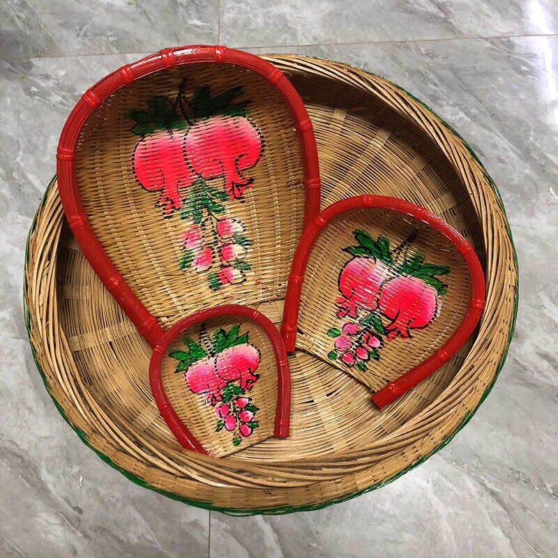 迷你版潮汕手工竹编小簸箕筛子手绘石榴潮州婚庆用品车载摆件竹匾,特色手工艺,竹编/竹雕,淘宝优惠券,粉丝福利购,淘宝优惠卷