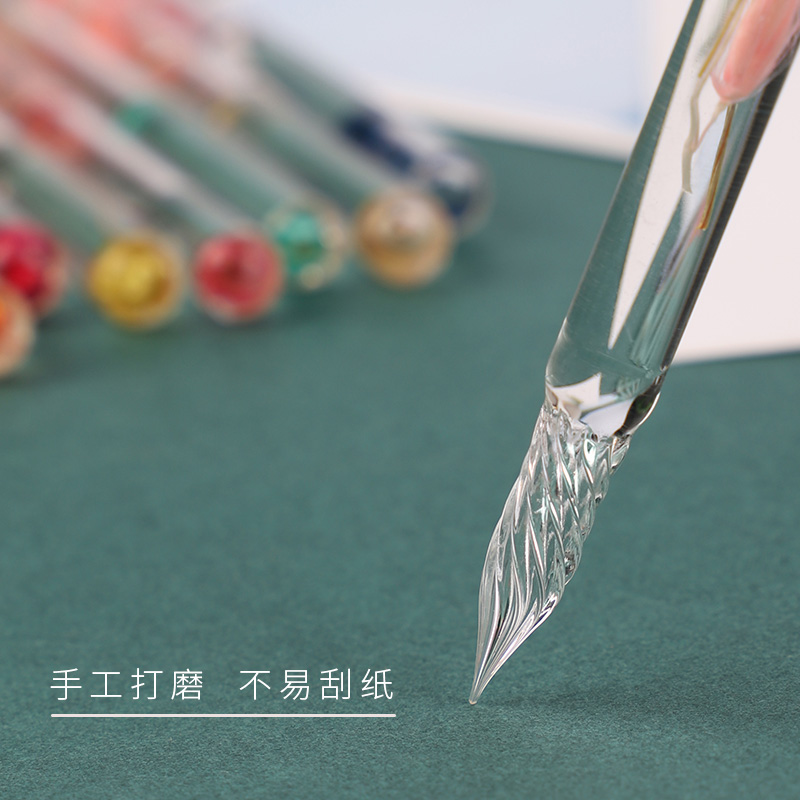 派利钢笔玻璃笔蘸水笔墨水古风学生用星空水晶笔玻璃渐变色套装中