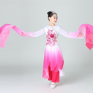 儿童水袖古典舞演出服装采薇舞蹈服女中国风少儿飘逸唯美惊鸿甩袖