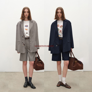 套装 Sayhitotomato 西装 饰牛角扣精仿中裤 不想脱掉 手工虚线装