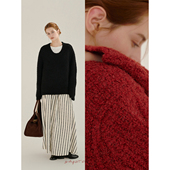 SayhitotomatoU领圈圈绒羊驼毛羊毛宽松慵懒风秋冬复古针织毛衣