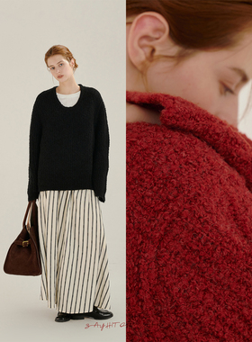 SayhitotomatoU领圈圈绒羊驼毛羊毛宽松慵懒风秋冬复古针织毛衣