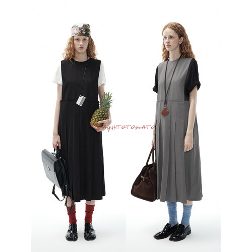 Sayhitotomato大摆A字百褶连衣裙