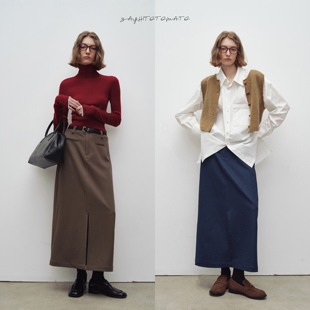 高色牢度仿牛仔肌理显瘦直筒半裙 牛仔 Sayhitotomato 好穿