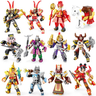 哪吒孙悟空猪八戒潮玩机甲模型拼装 积木男孩生日礼物学生开学奖品