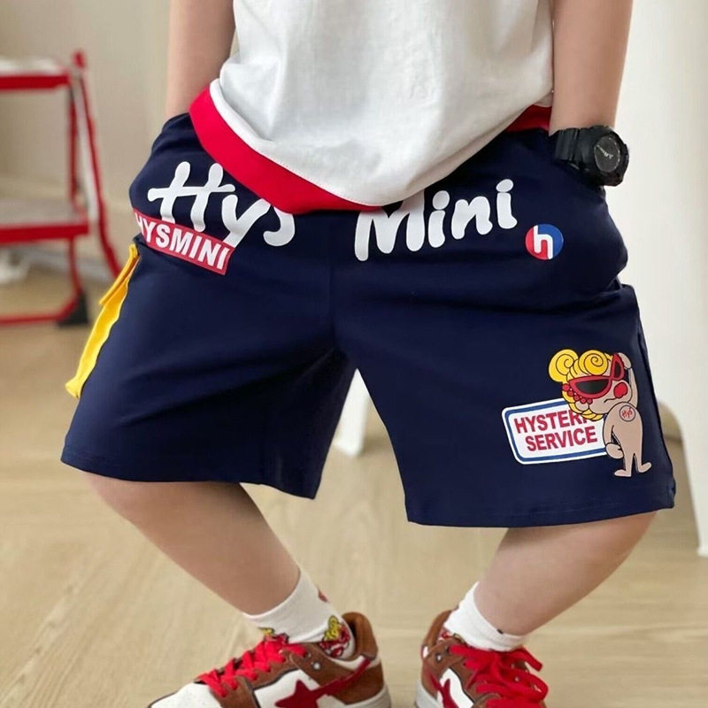 潮牌日系黑超奶嘴童装夏季儿童拼接口袋休闲短裤男童宽松时尚中裤