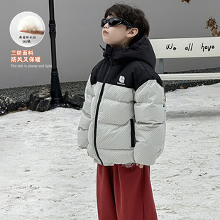 儿童可爱羽绒服男童中长款2025冬季新款男宝宝过膝中小童新年外套