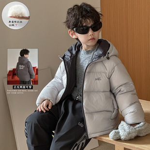 男童羽绒服儿童深秋韩版2025新款两面穿连帽轻羽绒外套百搭保暖潮