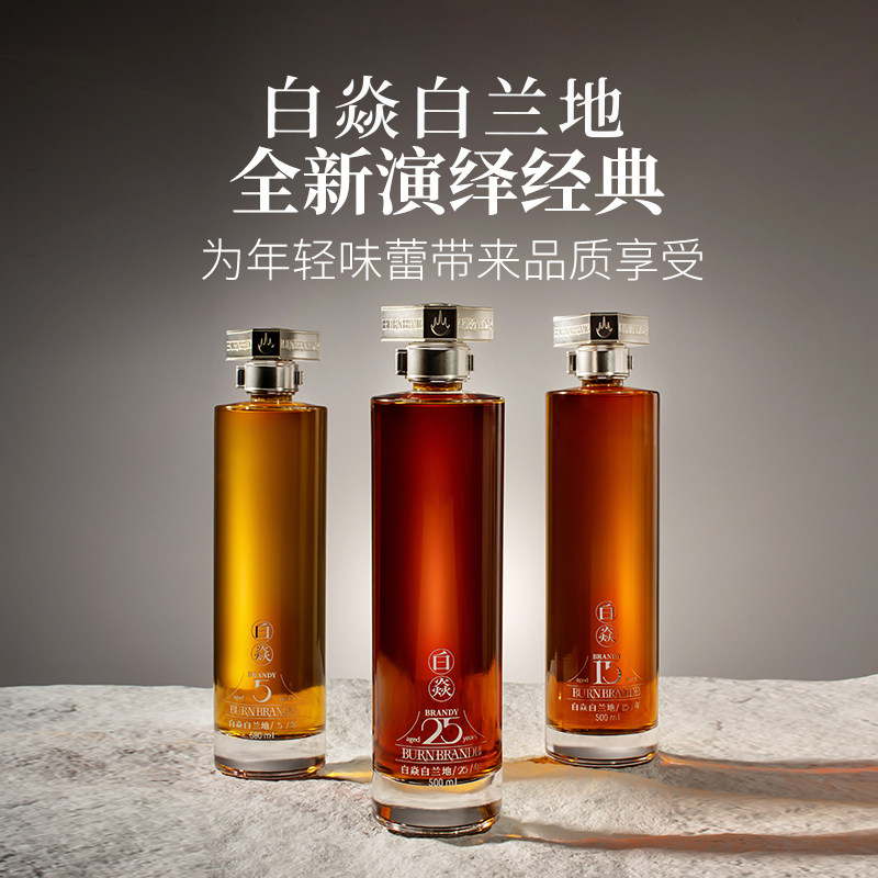 白焱时光经典白兰地40度V.S.O.P洋酒法国进口酒液瓶装送礼500ml
