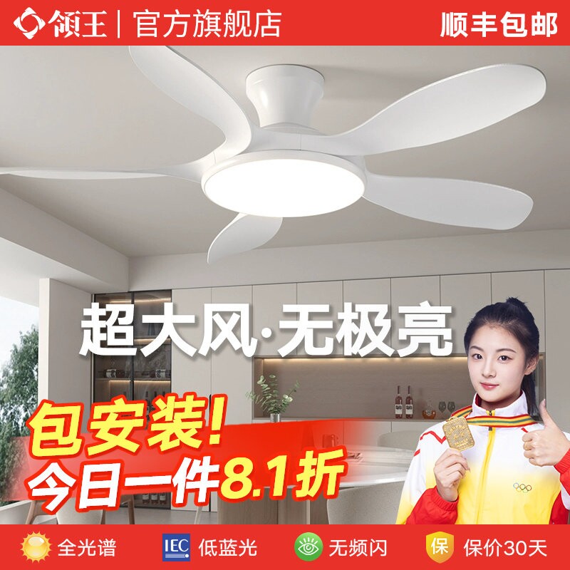 领王吸顶风扇灯2026新款客厅餐厅吊扇灯带电扇一体的吊灯卧室家用