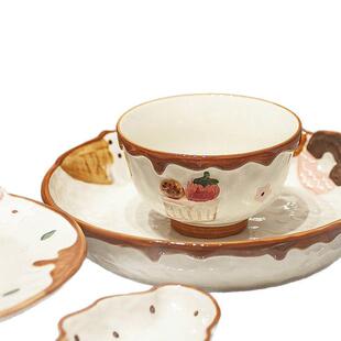 创意爱可碗盘筷勺陶瓷沙0餐具吃饭碗汤碗面碗碗菜盘子汤盘拉套装