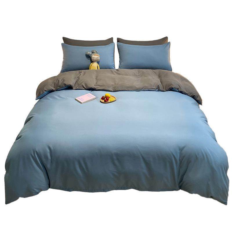 纯色拼水洗棉被yc5889套磨毛床四生件套单人学宿双舍床单被单上三,床上用品,床品套件/四件套/多件套,淘宝优惠券,粉丝福利购,淘宝优惠卷