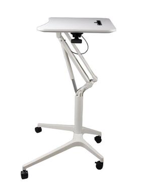 白色带广东助成轮气办公升降桌折叠电移动脑学习桌站立动式铝制桌