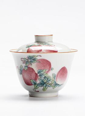 复古寿桃碗高茶端用盖带盖泡碗单人家功夫茶具st-ecgw陶瓷茶具