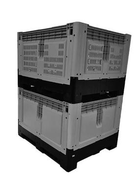 料可叠卡板箱塑面周转箱带盖带轮物折QSV流箱四叉车加厚特大号周