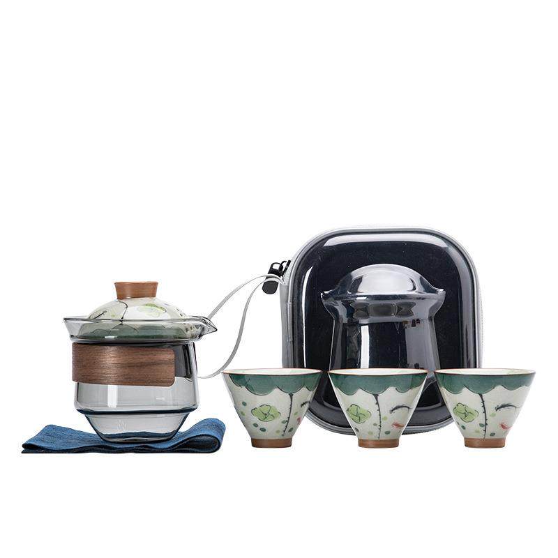 手绘哥窑一茶壶便三杯功夫具玻璃携式旅行快客杯lxcj_015户商务外,餐饮具,旅行茶具,淘宝优惠券,粉丝福利购,淘宝优惠卷