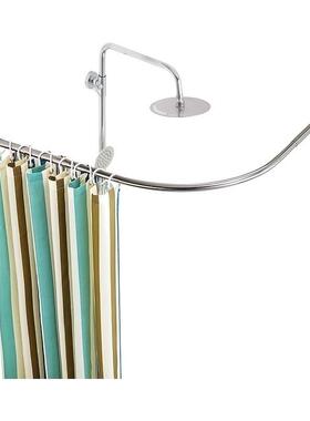 半U浴帘杆需打孔不锈钢浴室窗弧帘杆挂帘形杆加卫生厚间形浴帘杆