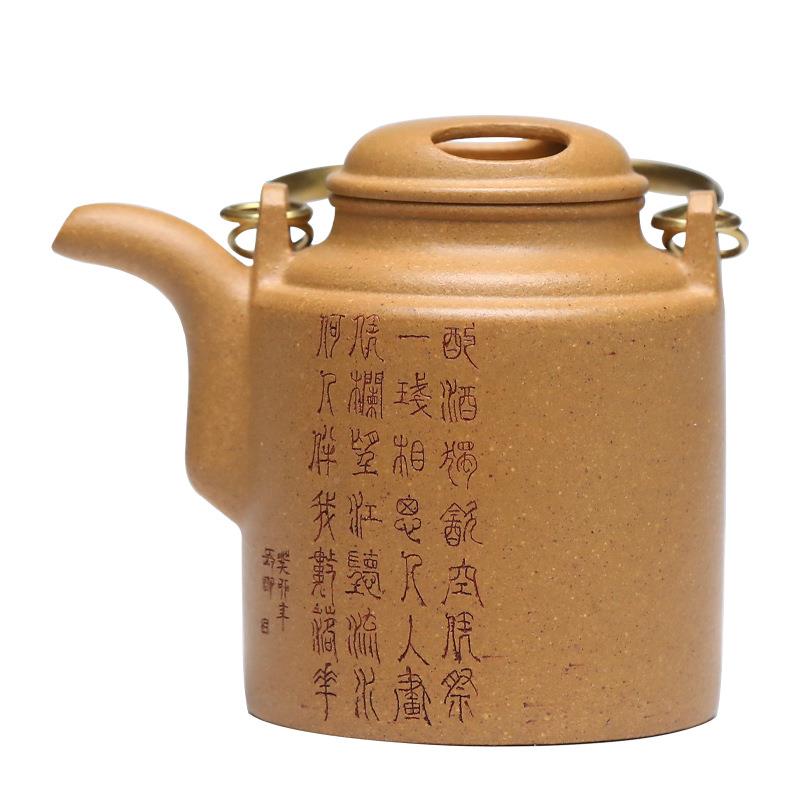 宜兴名家刻绘紫砂夫壶原矿段泡茶壶纯工功茶具精手品洋ZY004泥桶