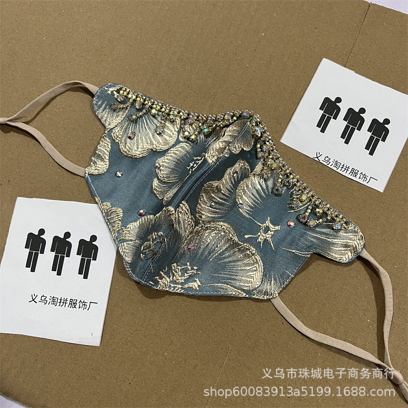夏季新款中浮雕印花镶钻女口罩