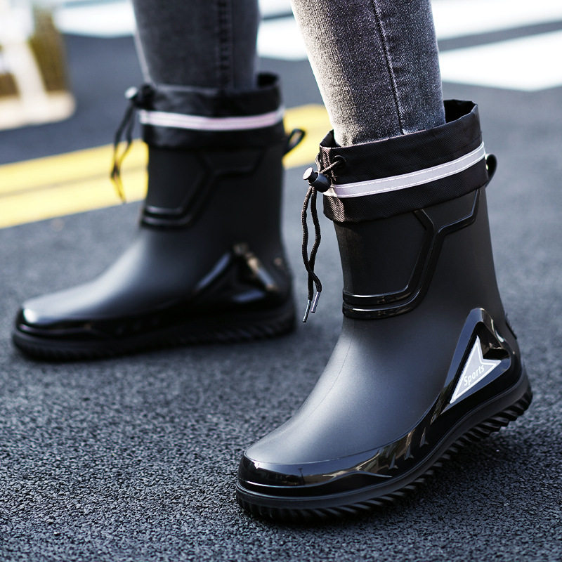 高档雨鞋男款收口防雨防水鞋短中筒防滑外卖骑手专用雨靴胶鞋男女